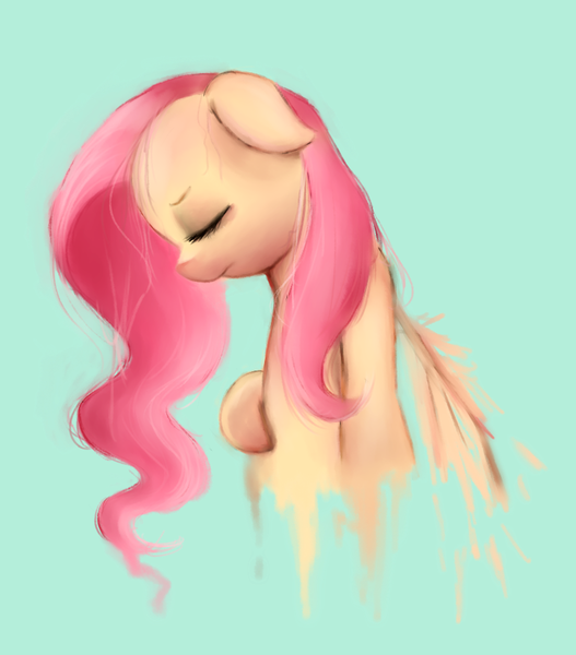 Size: 812x924 | Tagged: artist:butterscotch-angel, bust, derpibooru import, eyes closed, floppy ears, fluttershy, looking down, portrait, profile, sad, safe, simple background, solo, vent art