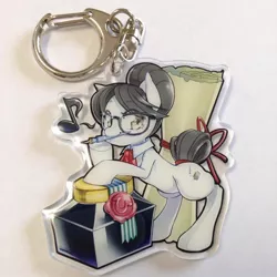 Size: 760x760 | Tagged: artist:mococo, derpibooru import, inkwell, keychain, raven, safe, scroll, solo
