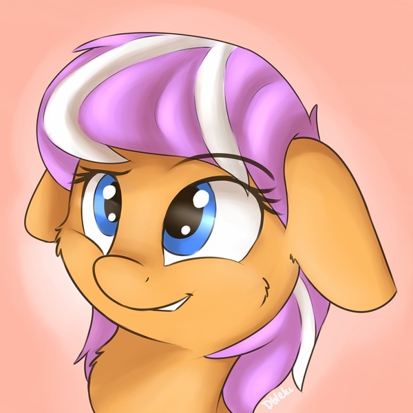 Size: 1500x1500 | Tagged: safe, artist:dbleki, derpibooru import, oc, oc:digidrop, unofficial characters only, pony, bust, cheek fluff, chest fluff, commission, cute, floppy ears, fluffy, fluffyball, gradient background, portrait, solo