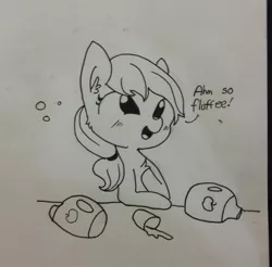 Size: 1058x1043 | Tagged: safe, artist:tjpones, derpibooru import, applejack, earth pony, pony, apple cider, black and white, chest fluff, drunk, drunk aj, drunk bubbles, ear fluff, glass, grayscale, hard cider, lineart, missing accessory, missing hat, monochrome, shot glass, solo, traditional art
