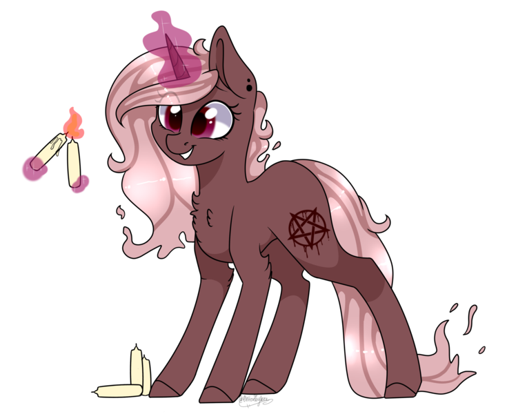 Size: 2673x2181 | Tagged: artist:ohhoneybee, candle, derpibooru import, magic, oc, oc:crona, pentagram, safe, solo, unofficial characters only