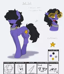 Size: 824x963 | Tagged: safe, artist:ravenpuff, deleted from derpibooru, derpibooru import, oc, oc:tall tale, unofficial characters only, pony, unicorn, glowing horn, horn, magic, music notes, reference sheet, telekinesis, unicorn oc