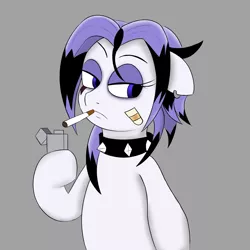 Size: 2000x2000 | Tagged: safe, artist:gusty glade, derpibooru import, oc, oc:freebase, unofficial characters only, pony, bipedal, cigarette, collar, ear piercing, edgy, lighter, piercing, smoking, solo