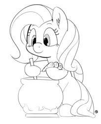 Size: 1280x1563 | Tagged: artist:pabbley, carrot, cauldron, cooking, derpibooru import, fluttershy, food, grayscale, monochrome, safe, simple background, solo, white background