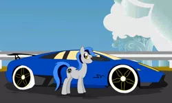 Size: 2000x1200 | Tagged: artist:berryveloce, car, derpibooru import, hypercar, lamborghini, lamborghini murcielago, lamborghini murcielago lp670-4 sv, oc, oc:cappie, safe, supercar, unofficial characters only