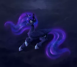 Size: 2529x2183 | Tagged: artist:miss-cats, cloud, derpibooru import, princess luna, prone, safe, solo, unshorn fetlocks