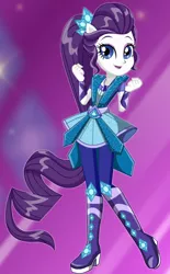 Size: 340x549 | Tagged: safe, artist:unicornsmile, derpibooru import, rarity, equestria girls, legend of everfree, box art, clothes, crystal guardian, fist, open mouth, ponied up, solo, starsue, super ponied up