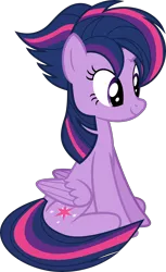 Size: 5613x9168 | Tagged: safe, artist:pink1ejack, derpibooru import, twilight sparkle, twilight sparkle (alicorn), alicorn, pony, castle sweet castle, absurd resolution, alternate hairstyle, cute, female, folded wings, mare, punklight sparkle, simple background, sitting, smiling, solo, transparent background, twiabetes, vector
