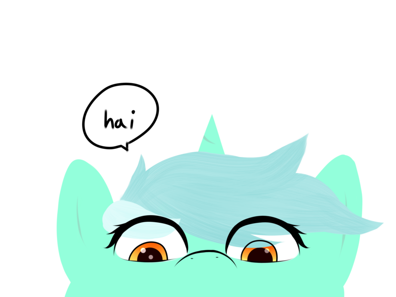 Size: 4000x3000 | Tagged: safe, artist:lyres-art, derpibooru import, lyra heartstrings, pony, unicorn, close-up, dialogue, hai, hi, looking at you, peeking, simple background, solo, speech bubble, transparent background