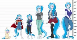 Size: 6308x3300 | Tagged: safe, artist:askbubblelee, derpibooru import, oc, oc:bubble lee, oc:imago, unofficial characters only, anthro, cat, unguligrade anthro, unicorn, absurd resolution, age progression, annoyed, anthro oc, baby, baby pony, blue eyes, braid, breasts, cape, cleavage, clothes, crying, cute, female, foal, footed sleeper, foreshadowing, freckles, gap teeth, glasses, hand on hip, heart, hnnng, image, jewelry, jpeg, line-up, long hair, long tail, looking at you, looking away, looking up, necklace, ocbetes, one eye closed, open, pacifier, pajamas, pants, pet, pigtails, pleated skirt, shirt, short hair, skirt, socks, stockings, teary eyes, thigh highs, unamused, upsies, wingding eyes, wink, younger, zettai ryouiki