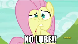 Size: 960x547 | Tagged: buckball season, caption, derpibooru import, edit, edited screencap, faic, female, fluttershy, forced meme, image macro, lip bite, mare, meme, pegasus, screencap, solo, suggestive, text