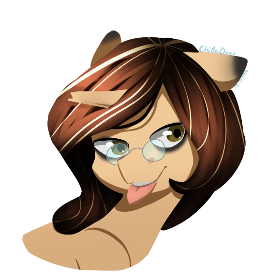 Size: 550x577 | Tagged: safe, artist:chibadeer, derpibooru import, oc, unofficial characters only, pony, unicorn, bust, female, glasses, mare, portrait, simple background, solo, tongue out, transparent background