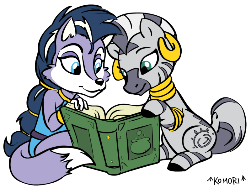 Size: 1024x768 | Tagged: safe, artist:chaoskomori, artist:wolfn85, derpibooru import, zecora, zebra, book, crossover, cute, image, lupe, lupe wolf, my little pony, png, reading, simple background, sitting, smiling, sonic the hedgehog (series), spellbook, transparent background