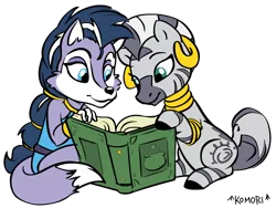 Size: 1024x768 | Tagged: safe, artist:chaoskomori, artist:wolfn85, derpibooru import, zecora, zebra, book, crossover, cute, image, lupe, lupe wolf, my little pony, png, reading, simple background, sitting, smiling, sonic the hedgehog (series), spellbook, transparent background