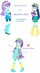 Size: 646x1159 | Tagged: safe, artist:berrypunchrules, derpibooru import, aqua blossom, blueberry cake, equestria girls, background human, fusion, multiple arms, multiple eyes
