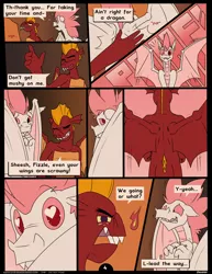 Size: 2550x3300 | Tagged: artist:dmann892, comic, comic:treasure hunting, derpibooru import, dialogue, dragon, fizzle, garble, gay, male, saddle up 2: creature comforts, spread wings, suggestive, text, wingboner