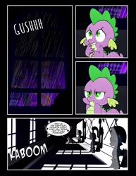 Size: 1275x1650 | Tagged: armor, artist:dsana, comic, comic:to look after, derpibooru import, lightning, rain, safe, song, spike, thunder