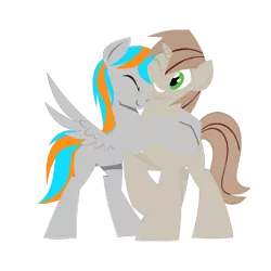 Size: 1024x1024 | Tagged: safe, artist:camelol, artist:hoverrover, derpibooru import, edit, oc, oc:camelol, oc:firing bullet, unofficial characters only, earth pony, pegasus, pony, unicorn, cute, gay, hooves, hug, lineless, male, one eye closed, recolor, simple background, smiling, spread wings, stallion, transparent background, wingboner, wings