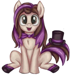 Size: 2251x2361 | Tagged: safe, artist:thebowtieone, derpibooru import, oc, oc:bowtie, unofficial characters only, earth pony, pony, bowtie, female, hat, high res, mare, simple background, sitting, smiling, solo, top hat, transparent background