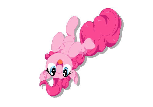 Size: 500x350 | Tagged: artist:lilapudelpony, cute, derpibooru import, diapinkes, happy, on back, open mouth, pinkie pie, pixel art, ponk, safe, silly, simple background, solo, transparent background, upside down