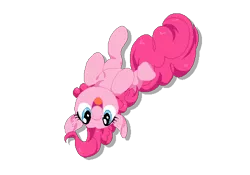 Size: 500x350 | Tagged: artist:lilapudelpony, cute, derpibooru import, diapinkes, happy, on back, open mouth, pinkie pie, pixel art, ponk, safe, silly, simple background, solo, transparent background, upside down