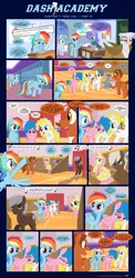 Size: 1248x2556 | Tagged: safe, artist:sorcerushorserus, derpibooru import, baby ribbs, brolly, dumbbell, firefly, fluttershy, gilda, rainbow dash, surprise, whitewash, oc, gryphon, pegasus, pony, comic:dash academy, argie ribbs, coach, comic, female, gym, junior speedsters chant, male, mare, quiz, school, stallion, teacher