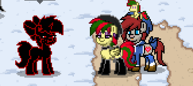 Size: 672x299 | Tagged: attypone, derpibooru import, oc, oc:attraction, oc:caki, photo shoot of caki, plushie, pony town, safe, unofficial characters only