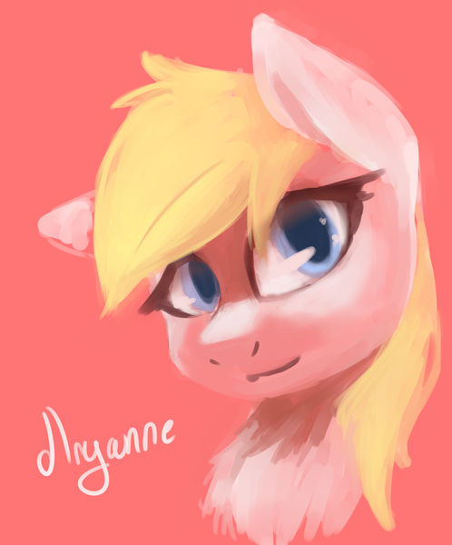 Size: 1280x1543 | Tagged: safe, artist:cowamari, artist:elijah, artist:fuzzpower, deleted from derpibooru, derpibooru import, oc, oc:aryanne, unofficial characters only, earth pony, pony, aryan pony, blonde, blue eyes, bust, chest fluff, face, female, portrait, signature, smiling, solo