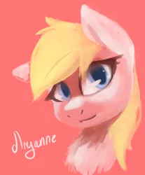 Size: 1280x1543 | Tagged: safe, artist:cowamari, artist:elijah, artist:fuzzpower, deleted from derpibooru, derpibooru import, oc, oc:aryanne, unofficial characters only, earth pony, pony, aryan pony, blonde, blue eyes, bust, chest fluff, face, female, portrait, signature, smiling, solo