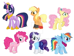 Size: 1024x776 | Tagged: safe, artist:detoxx-retoxx, derpibooru import, applejack, fluttershy, pinkie pie, rainbow dash, rarity, twilight sparkle, twilight sparkle (alicorn), alicorn, pony, alternate hairstyle, future, mane six, older, scar, simple background, transparent background, watermark