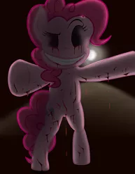 Size: 1275x1650 | Tagged: artist:gliconcraft, blood, cut, dark, derpibooru import, edit, empty eyes, female, grimdark, no catchlights, no eyes, pinkie pie, scary, solo