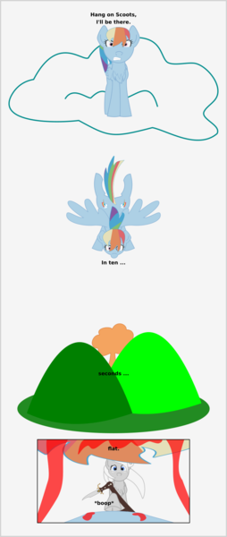 Size: 724x1709 | Tagged: semi-grimdark, artist:planetkiller, derpibooru import, rainbow dash, oc, oc:boop fandango, pegasus, pony, comic:wingermortis, best pony, blood, boop, chest fluff, cloud, comic, flying, mushroom cloud, offscreen character, pov, pun, simple background, suicide, team fortress 2, this will end in death, your eternal reward