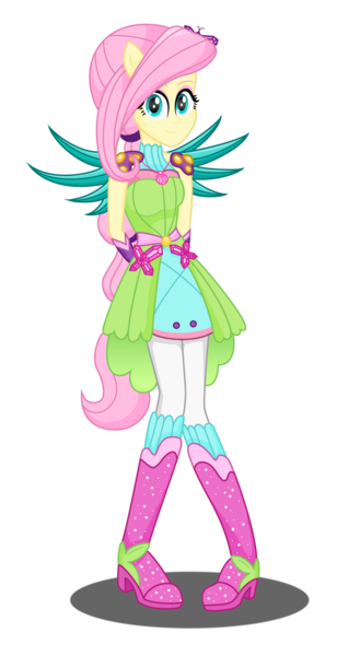Size: 2816x5135 | Tagged: safe, artist:deannaphantom13, derpibooru import, fluttershy, equestria girls, legend of everfree, absurd resolution, boots, clothes, crystal guardian, crystal wings, hasbro, hasbro studios, high heel boots, ponied up, simple background, solo, super ponied up, transparent background, vector, wings
