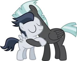 Size: 7640x6064 | Tagged: safe, artist:meandmyideas, artist:pink1ejack, derpibooru import, rumble, thunderlane, pegasus, pony, :t, absurd resolution, brotherly love, brothers, colt, cute, duo, eyes closed, hug, male, raised hoof, rumblebetes, siblings, simple background, smiling, spread wings, transparent background, vector