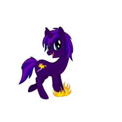 Size: 2000x2000 | Tagged: safe, artist:tihan, artist:tihan-the-mad-mage, derpibooru import, oc, oc:tihan, unofficial characters only, pony, unicorn, .svg available, female, fire, purple, raised hoof, simple background, smiling, solo, svg, transparent background, vector