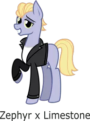 Size: 2040x2751 | Tagged: artist:candysweets90240, clothes, derpibooru import, jacket, kindverse, leather jacket, oc, oc:hawk eye, offspring, parent:limestone pie, parents:zephyrstone, parent:zephyr breeze, raised hoof, safe, simple background, solo, transparent background, unofficial characters only