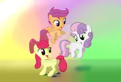 Size: 900x608 | Tagged: apple bloom, artist:stratodraw, commission, cutie mark crusaders, derpibooru import, my little pony, safe, scootaloo, sweetie belle, watermark