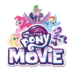 Size: 1838x1819 | Tagged: safe, derpibooru import, edit, fluttershy, pinkie pie, rainbow dash, rarity, spike, starlight glimmer, twilight sparkle, twilight sparkle (alicorn), alicorn, pony, my little pony: the movie, background pony applejack, logo, shitposting, simple background, white background