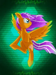 Size: 873x1175 | Tagged: safe, artist:jphyperx, derpibooru import, oc, oc:digidrop, unofficial characters only, pegasus, pony, abstract background, flying, solo