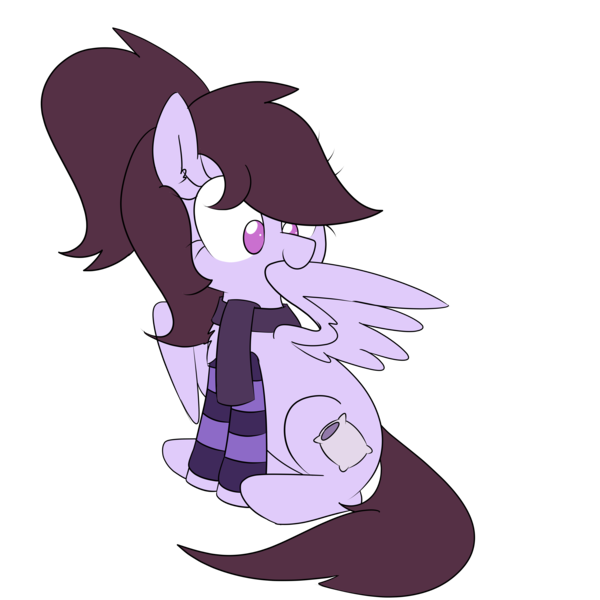 Size: 10000x10000 | Tagged: safe, artist:wafflecakes, derpibooru import, oc, oc:pillow case, unofficial characters only, pegasus, pony, absurd resolution, arm warmers, clothes, ponytail, preening, scarf, simple background, sitting, solo, transparent background