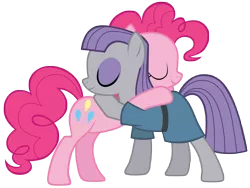 Size: 9300x7000 | Tagged: absurd resolution, artist:tardifice, derpibooru import, eyes closed, hug, maud pie, pinkie pie, safe, simple background, smiling, the gift of the maud pie, transparent background, vector, when she smiles