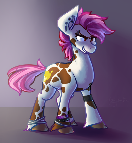 Size: 1024x1107 | Tagged: safe, artist:crownedspade, derpibooru import, oc, oc:falcon, unofficial characters only, earth pony, pony, bracelet, female, jewelry, mare, solo, unshorn fetlocks