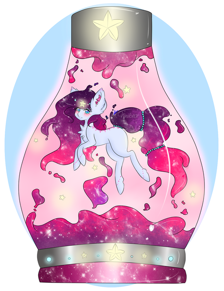 Size: 1155x1500 | Tagged: safe, artist:niniibear, derpibooru import, oc, unofficial characters only, lava lamp pony, pony, adoptable, blank flank, blue, blushing, chest fluff, cute, floating, fluffy, galaxy, happy, lava, lava lamp, lava pony, pink, purple, solo, sparkle, sparkling, stars