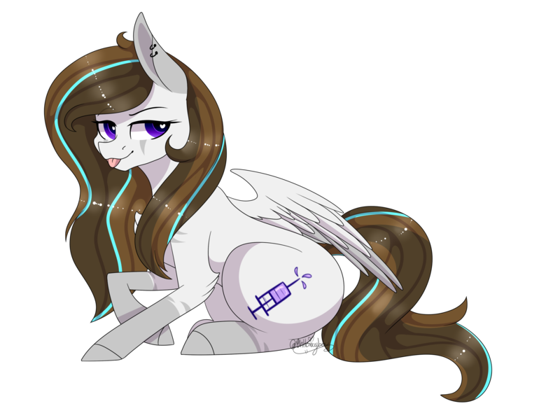 Size: 2520x1963 | Tagged: safe, artist:ohhoneybee, derpibooru import, oc, oc:indigo dash, unofficial characters only, pegasus, pony, female, mare, simple background, solo, tongue out, transparent background