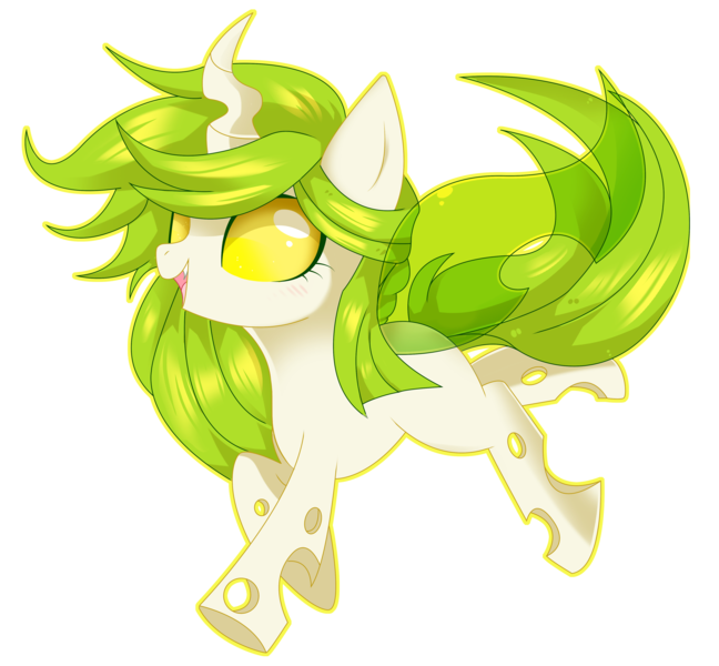 Size: 4064x3764 | Tagged: absurd resolution, albino changeling, artist:sorasku, blushing, changeling, changeling oc, derpibooru import, female, green changeling, mare, oc, oc:melody swiftsong, open mouth, running, safe, simple background, smiling, solo, transparent background, unofficial characters only, walking, white changeling