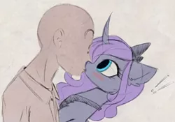 Size: 692x485 | Tagged: suggestive, artist:magnaluna, derpibooru import, edit, princess luna, oc, oc:anon, human, pony, blushing, human male, human male on mare, human on pony action, interspecies, kissing, male, straight