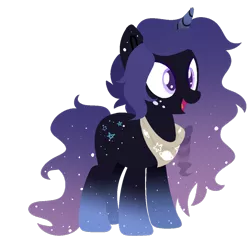 Size: 1024x981 | Tagged: safe, artist:cinna-swirl, derpibooru import, oc, unofficial characters only, pony, unicorn, bandana, cute, female, freckles, galaxy mane, happy, lineless, mare, open mouth, simple background, smiling, solo, starry body, stars, transparent background