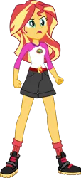 Size: 4965x10874 | Tagged: safe, artist:pink1ejack, derpibooru import, sunset shimmer, equestria girls, legend of everfree, absurd resolution, boots, clothes, cute, fist, inkscape, legs, open mouth, sexy, shorts, simple background, socks, solo, transparent background, vector