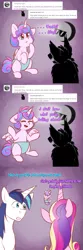 Size: 750x2250 | Tagged: artist:its-gloomy, ask, comic, derpibooru import, diaper, flurryheart-babbles, princess cadance, princess flurry heart, safe, shining armor, tumblr