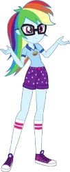 Size: 2222x5453 | Tagged: safe, artist:imperfectxiii, derpibooru import, rainbow dash, sci-twi, twilight sparkle, equestria girls, legend of everfree, absurd resolution, camp everfree outfits, clothes, clothes swap, commission, converse, glasses, human rainbow, nerd, point commission, shirt, shoes, shorts, simple background, socks, solo, standing, stars, transparent background, vector
